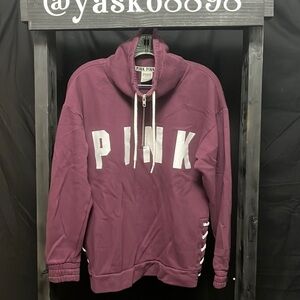 Pink- oversized 1/4 zipped sweatshirt